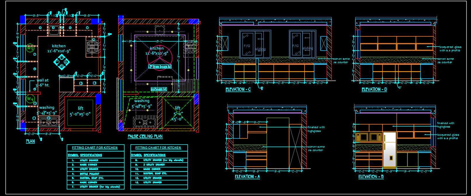 Modular Kitchen Design in AutoCAD with Elevations & Details